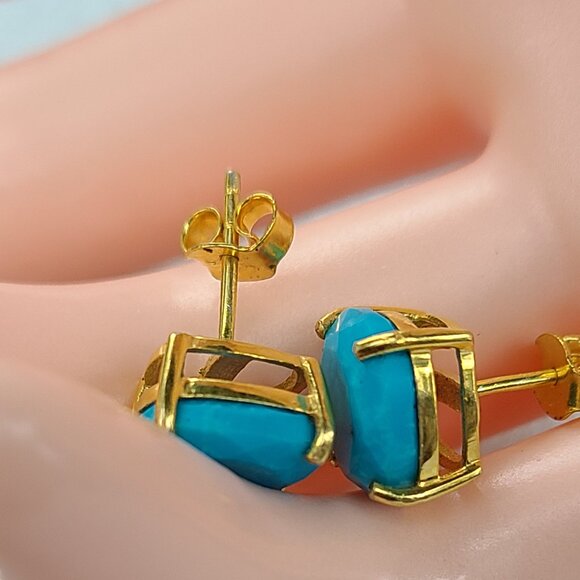 Turqoise Stud Earrings-Blue Trurqoise jewelry-gift - Picture 10 of 11